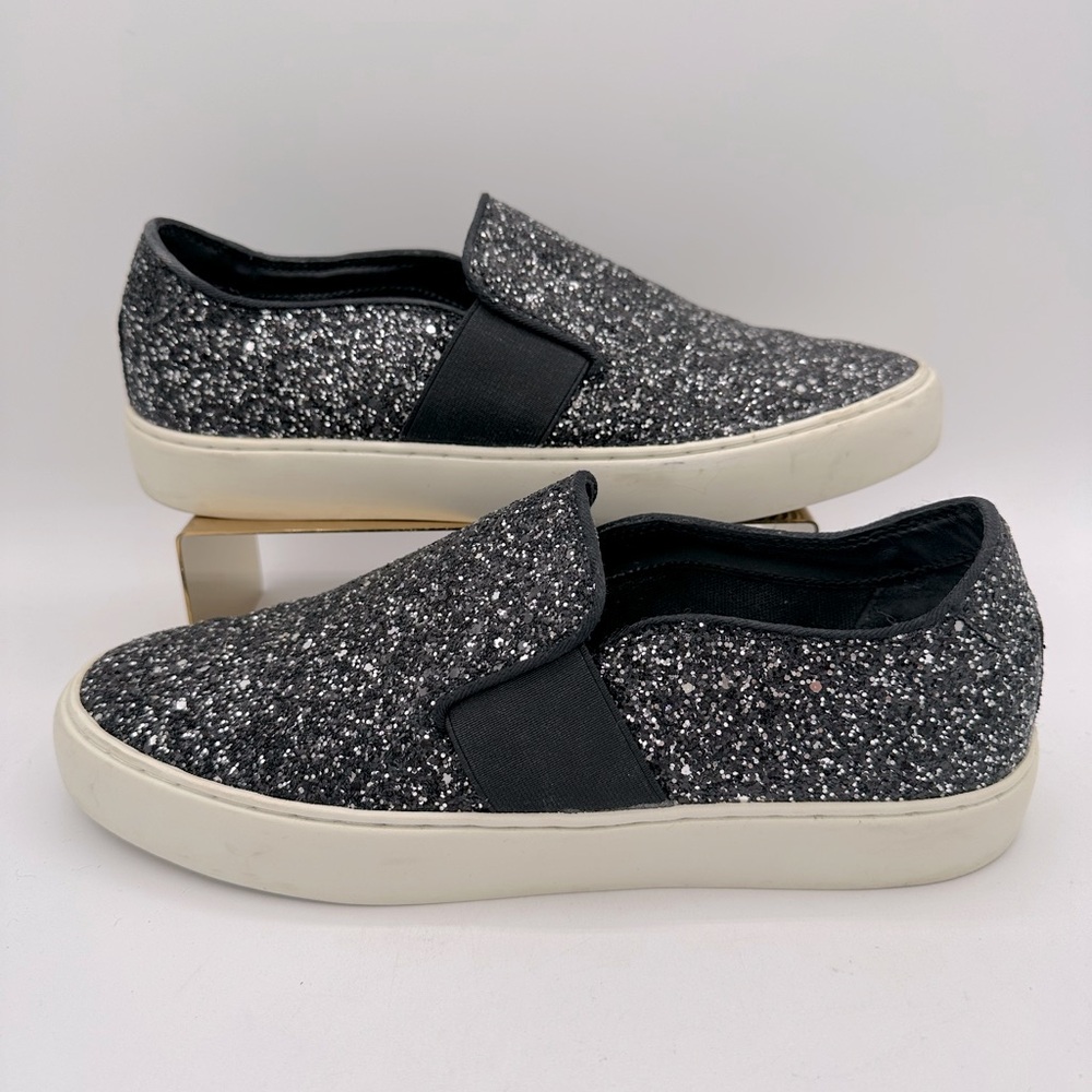 MARC FISHER Black Glitter Sparkle Slip-On Sneakers | Size 8.5